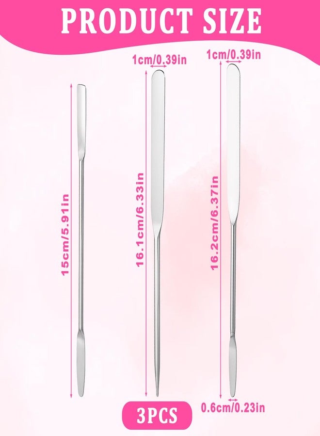 Alrhso 3 Pcs Makeup Spatula, Stainless Steel Cosmetic Spatula Double-Headed Makeup Spatulas for Mixing Foundation Cosmetics Professional Beginner - Image 2